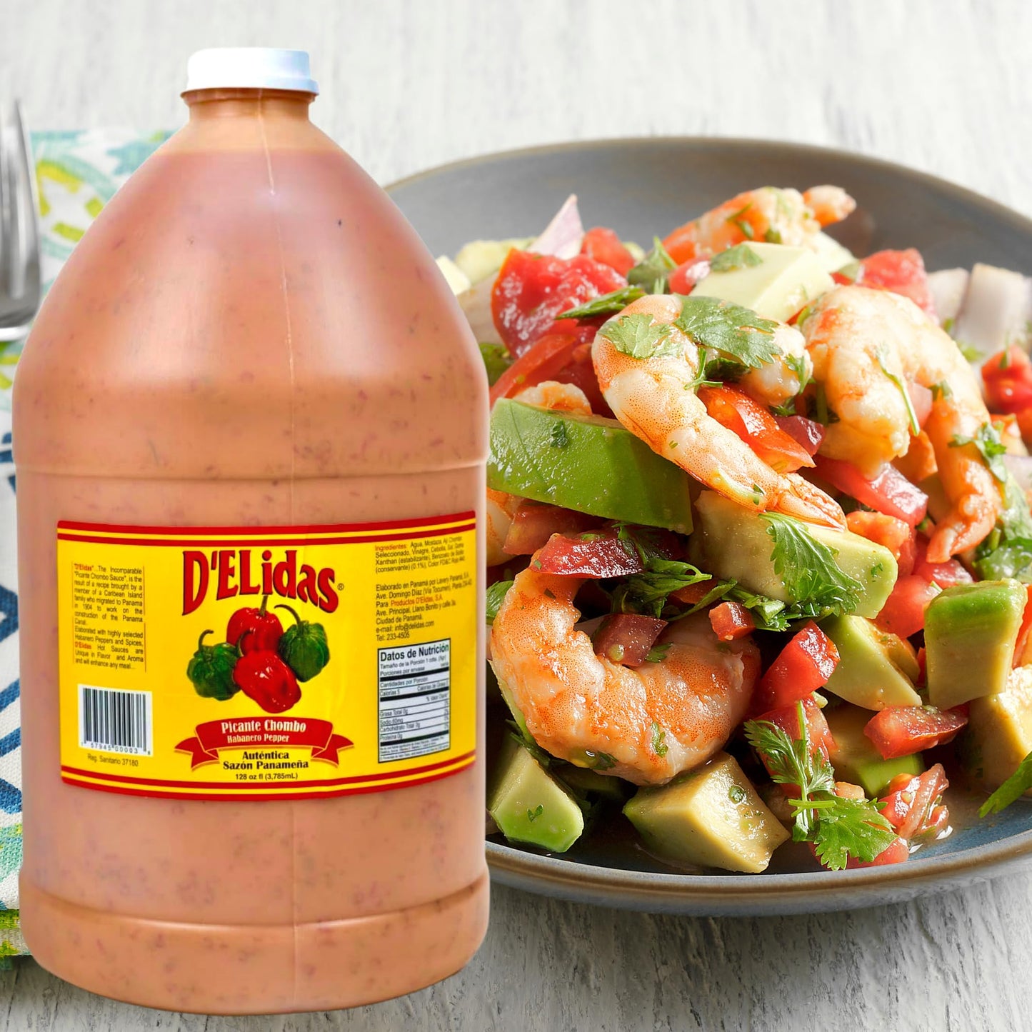 D'ELidas Habanero Hot Sauce, Natural Habanero Pepper Hot Sauce, Chombo Picante Sauce #1 in Panama, Non-GMO, Keto Friendly Food Habanero Sauce, 128 Fl