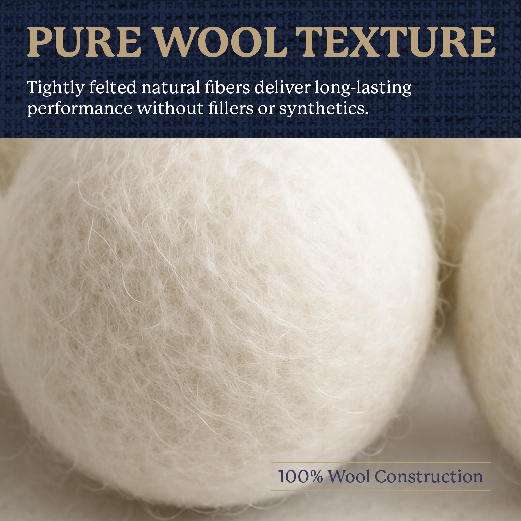 Farberware Wool Dryer Balls 4 Pack - Reusable 100% Wool Balls for Dryer - Natural Fabric Softener for Laundry, Towels & Bedding, Replaces Fabric