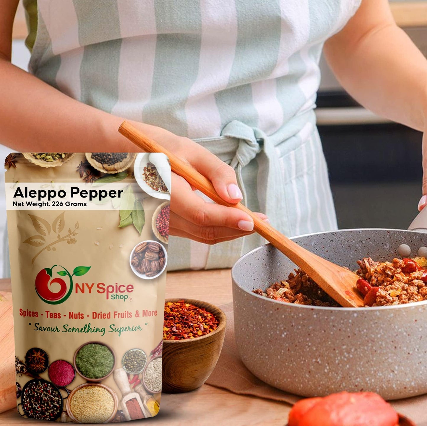 NY SPICE SHOP Aleppo Pepper - 5 Pound Crushed Chili Aleppo Peppers Flakes - Red Aleppo Pepper Spice - Middle Eastern Aleppo Peppers Seasoning, Savory