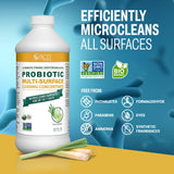 Probiotic Multi-Surface Cleaning Concentrate, Lemongrass - USDA Certified Biobased, Microcleans Surfaces for Up to 7 Days, Refill Bottle Makes 2 Gal