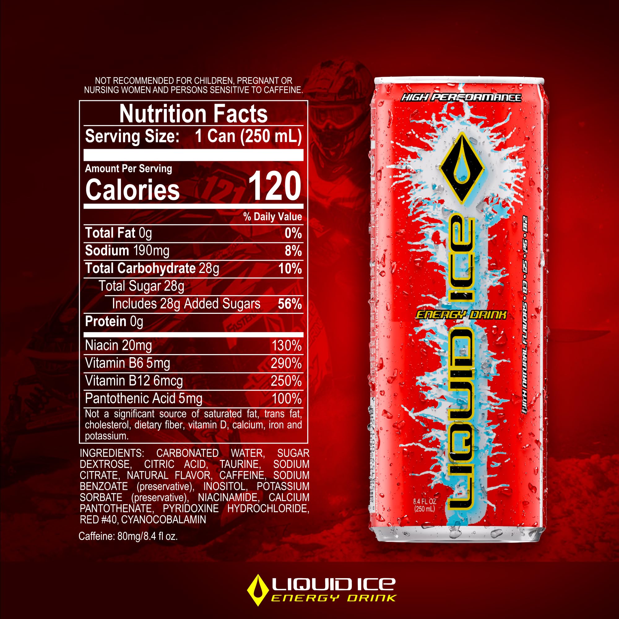 Liquid Ice Energy Drink - Cherry-licious (8.3 Fl Oz, 24 Count)