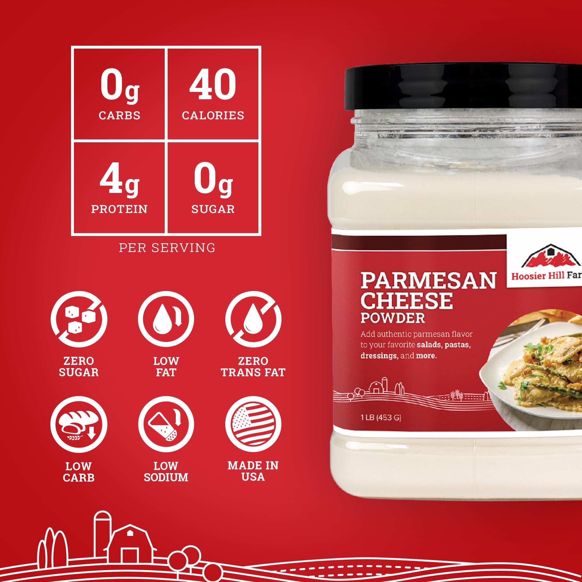 Hoosier Hill Farm Parmesan Cheese Powder, 1LB (Pack of 1)