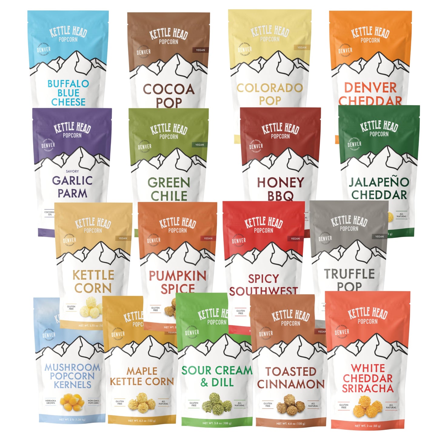 Kettle Head Popcorn Buffalo Blue Cheese, 4.1 oz - Gourmet Spicy Cheesy Popcorn Snack, Bold Buffalo Flavor, Small Batch Popped Corn