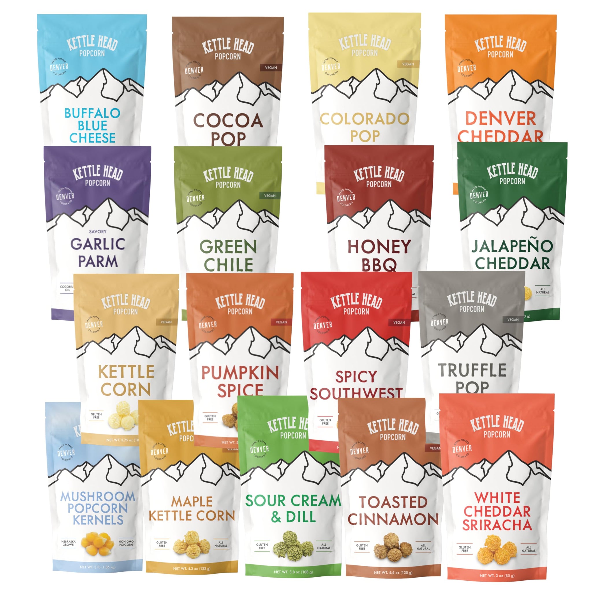 Kettle Head Popcorn Buffalo Blue Cheese, 4.1 oz - Gourmet Spicy Cheesy Popcorn Snack, Bold Buffalo Flavor, Small Batch Popped Corn