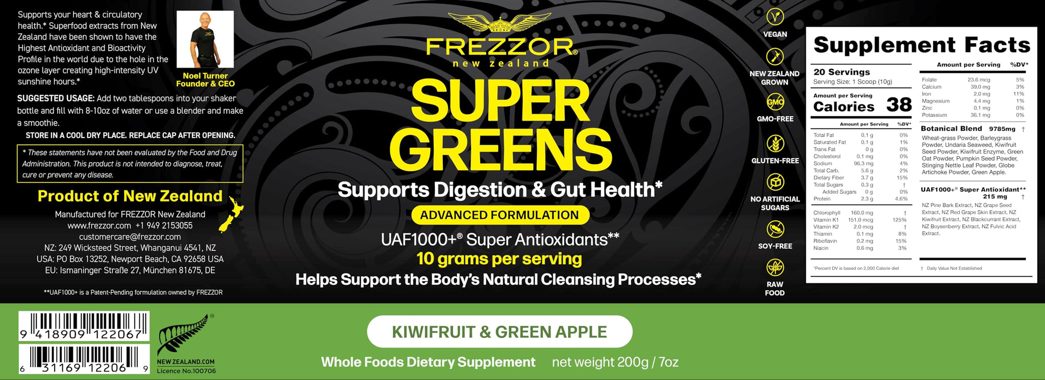 FREZZOR Mineral-Rich Flaky Sea Salt Combo-Pack Supergreens Shake, Made in New Zealand, Flakes, Premium Gourmet, Unprocessed, 80 Minerals & Trace