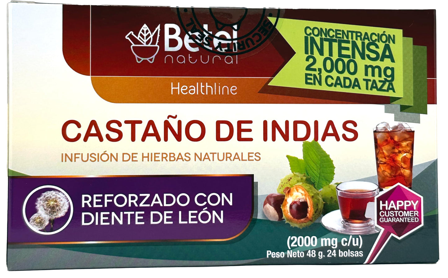 Premium Castanos de Indias (Horse Chestnut) Tea Reinforced with Dandelion by Betel Natural - Promotes Healthy Circulation - 24 Tea Bags