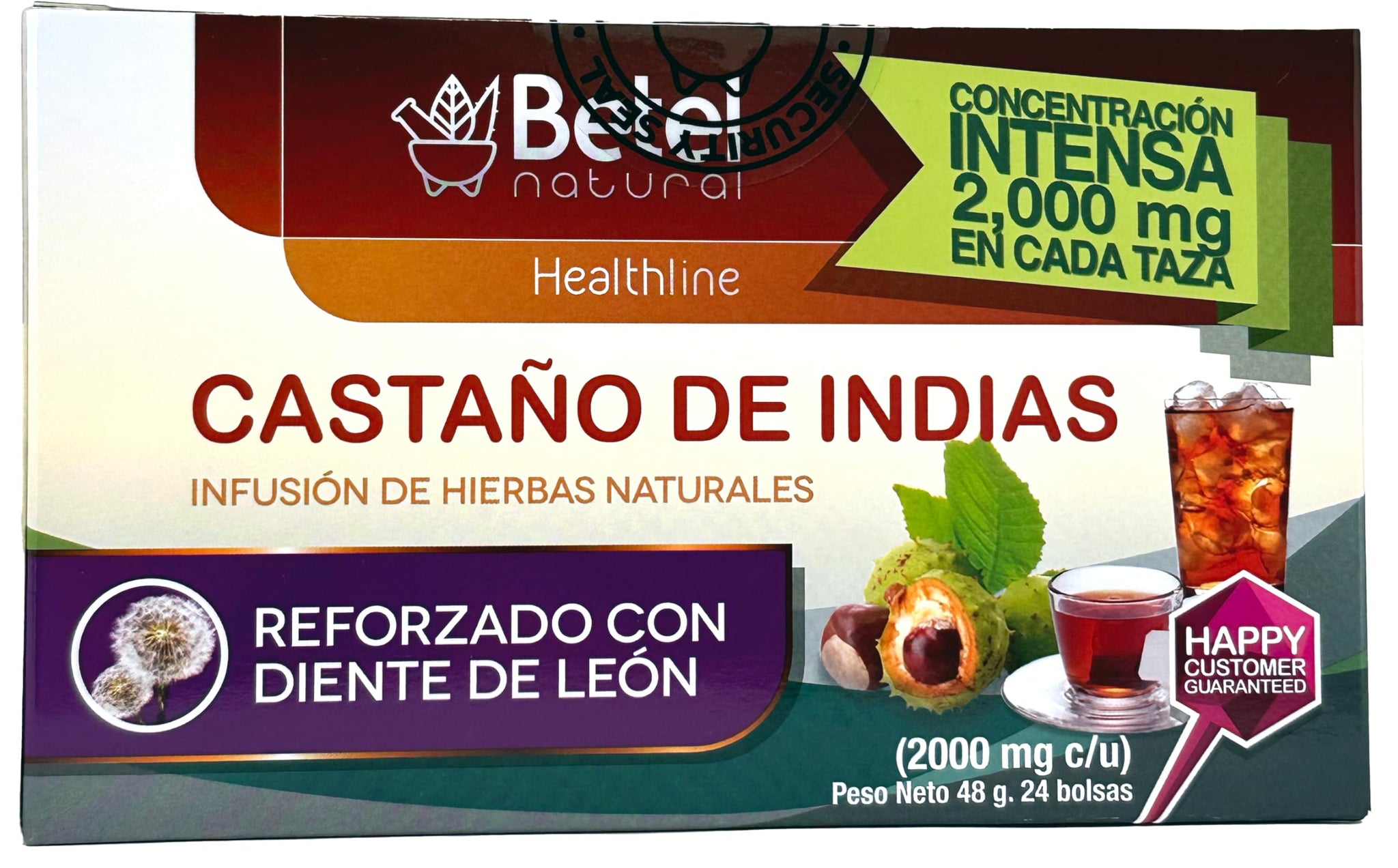 Premium Castanos de Indias (Horse Chestnut) Tea Reinforced with Dandelion by Betel Natural - Promotes Healthy Circulation - 24 Tea Bags