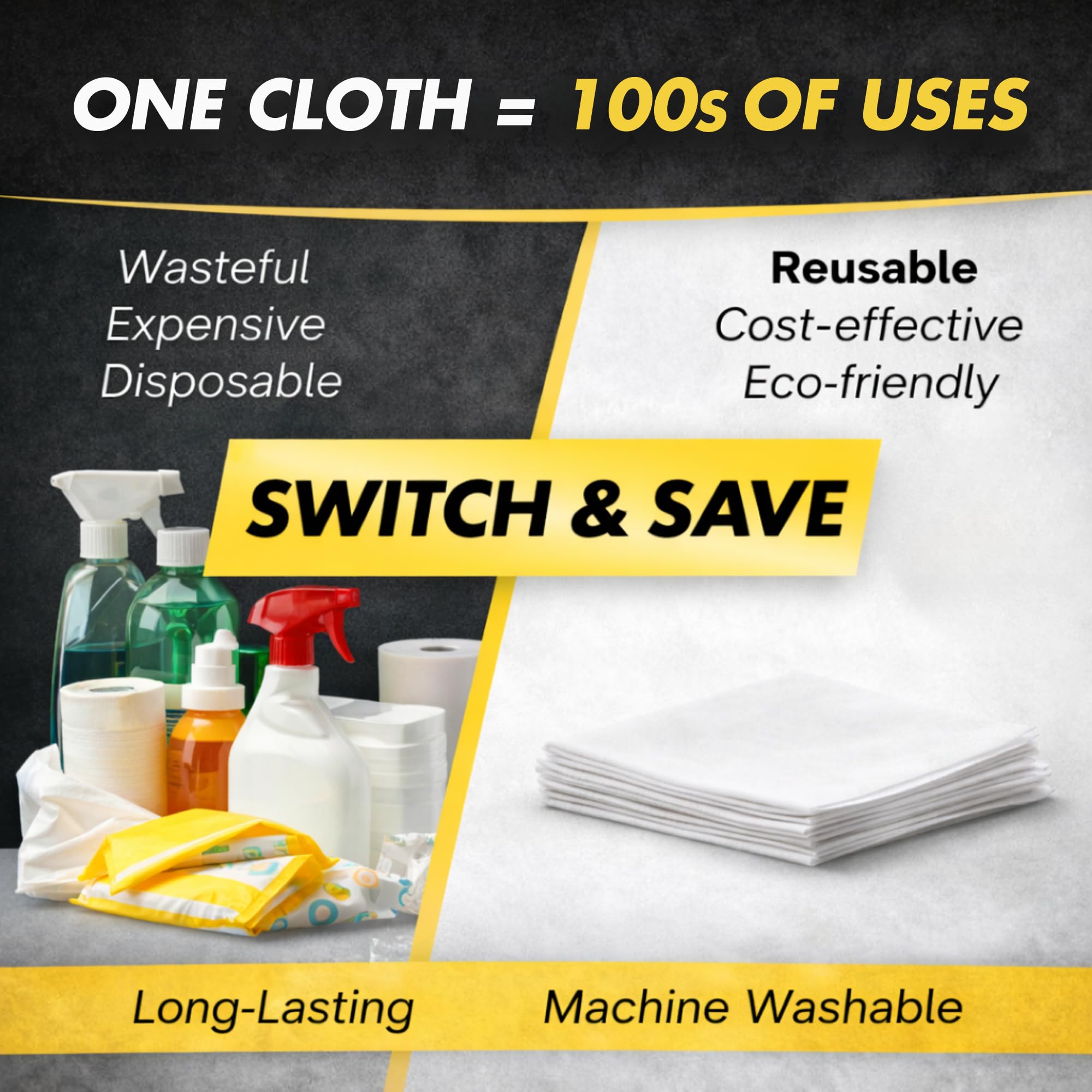 Microfiber Magic Streak Free Cleaning Cloth 3 Pack Clean Any Surface with Just Water Eco Friendly Environmentally Safe Perfect for Window, Mirror