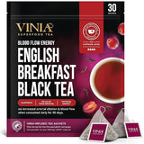 VINIA English Breakfast Black Tea Bags, Made with Organic Tea, Infused with Piceid Resveratrol for Heart Health, Nitric Oxide, Physical Energy