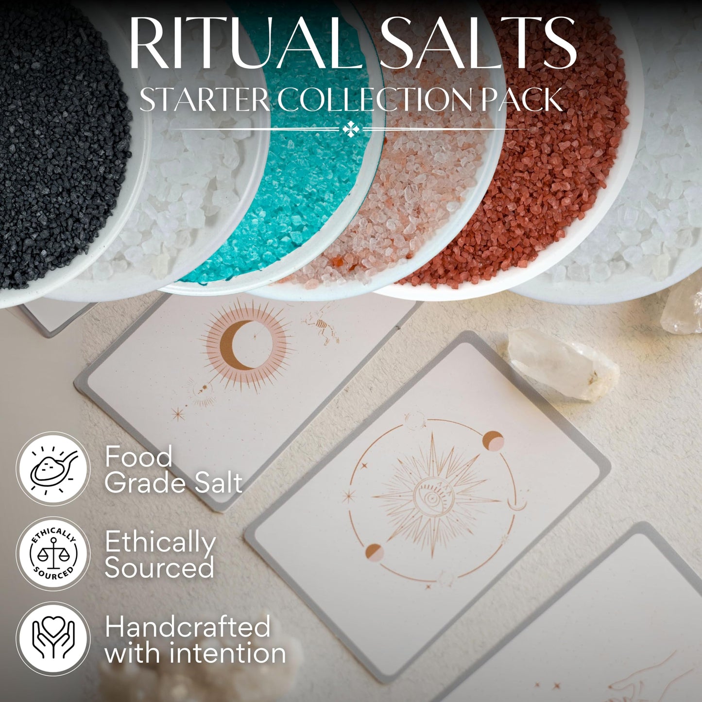 Ritual Salt Starter Collection Pack for Ceremony and Spell - Handcrafted Negative Energy Protection Crystals for Witchcraft Supplies - Witches
