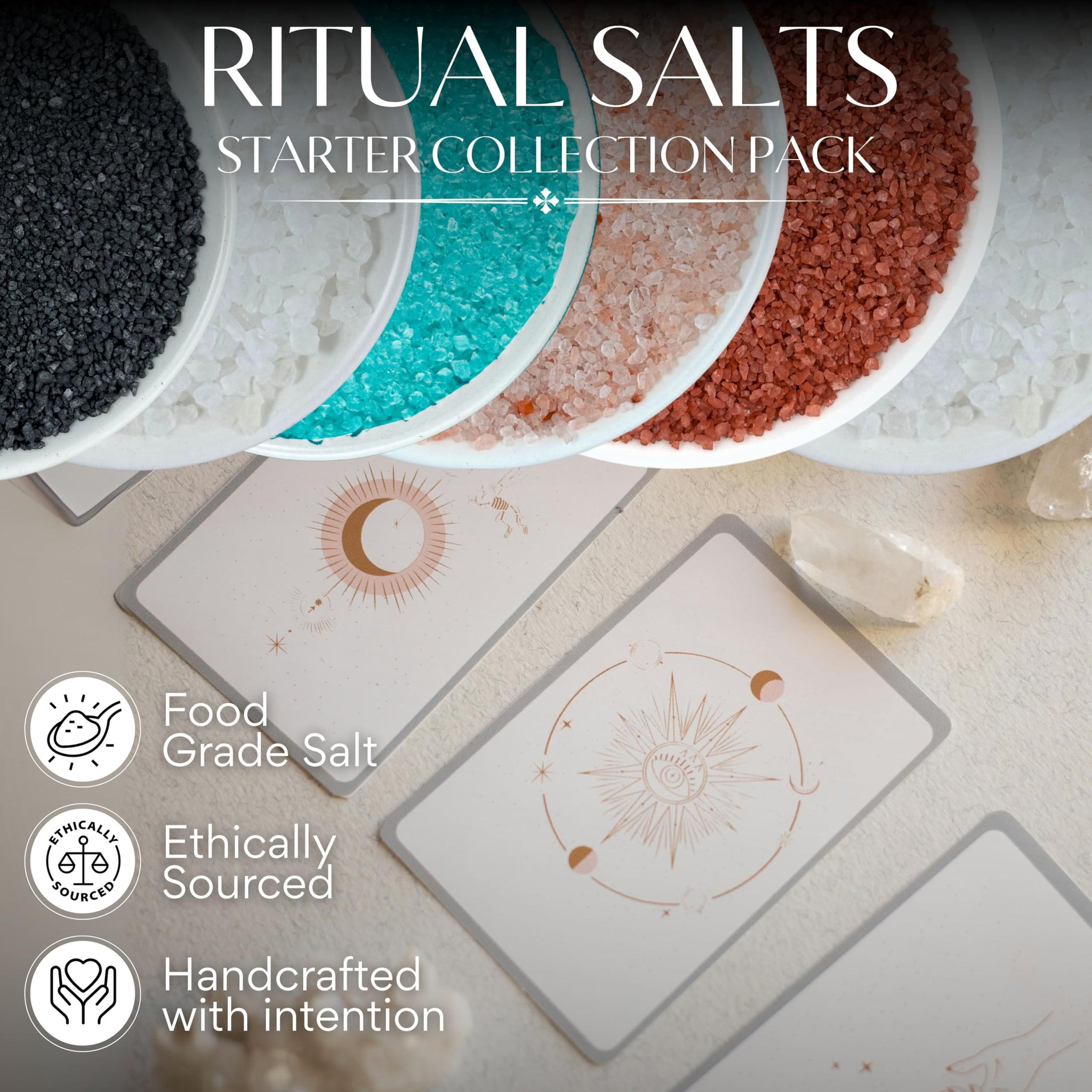 Ritual Salt Starter Collection Pack for Ceremony and Spell - Handcrafted Negative Energy Protection Crystals for Witchcraft Supplies - Witches