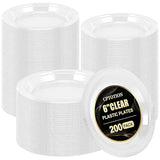 Cptoion 200 Pack 6 Inch Clear Plastic Dessert Plates - Disposable Round Appetizer and Small Cake Plates for Party, Dinner, Wedding, Catering, Birthday
