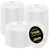 Cptoion 200 Pack 6 Inch Clear Plastic Dessert Plates - Disposable Round Appetizer and Small Cake Plates for Party, Dinner, Wedding, Catering, Birthday