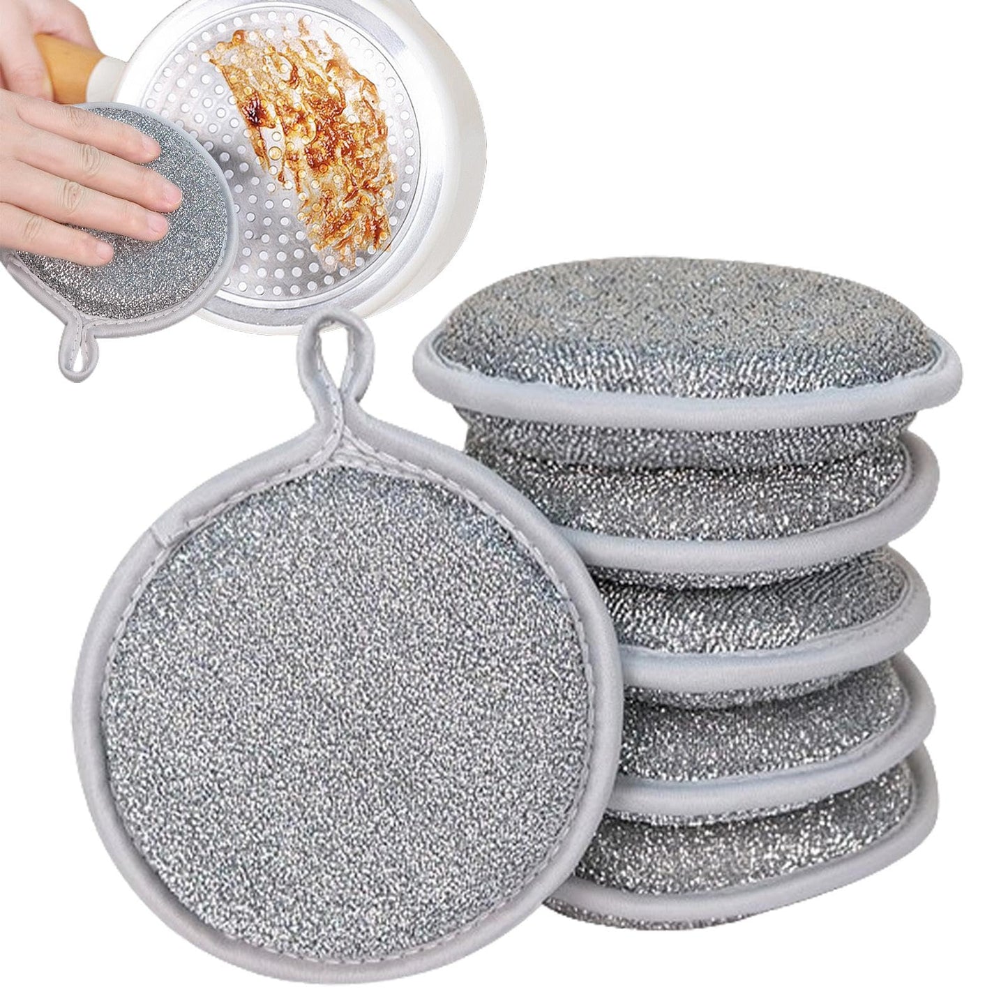 Non Scratch Wire Dishcloth - Multipurpose Wire Hangable Dishwashing Rags Scrub Scratch Sponges for Wet and Dry, Reusable Metal Scrubbing Pads Sponge