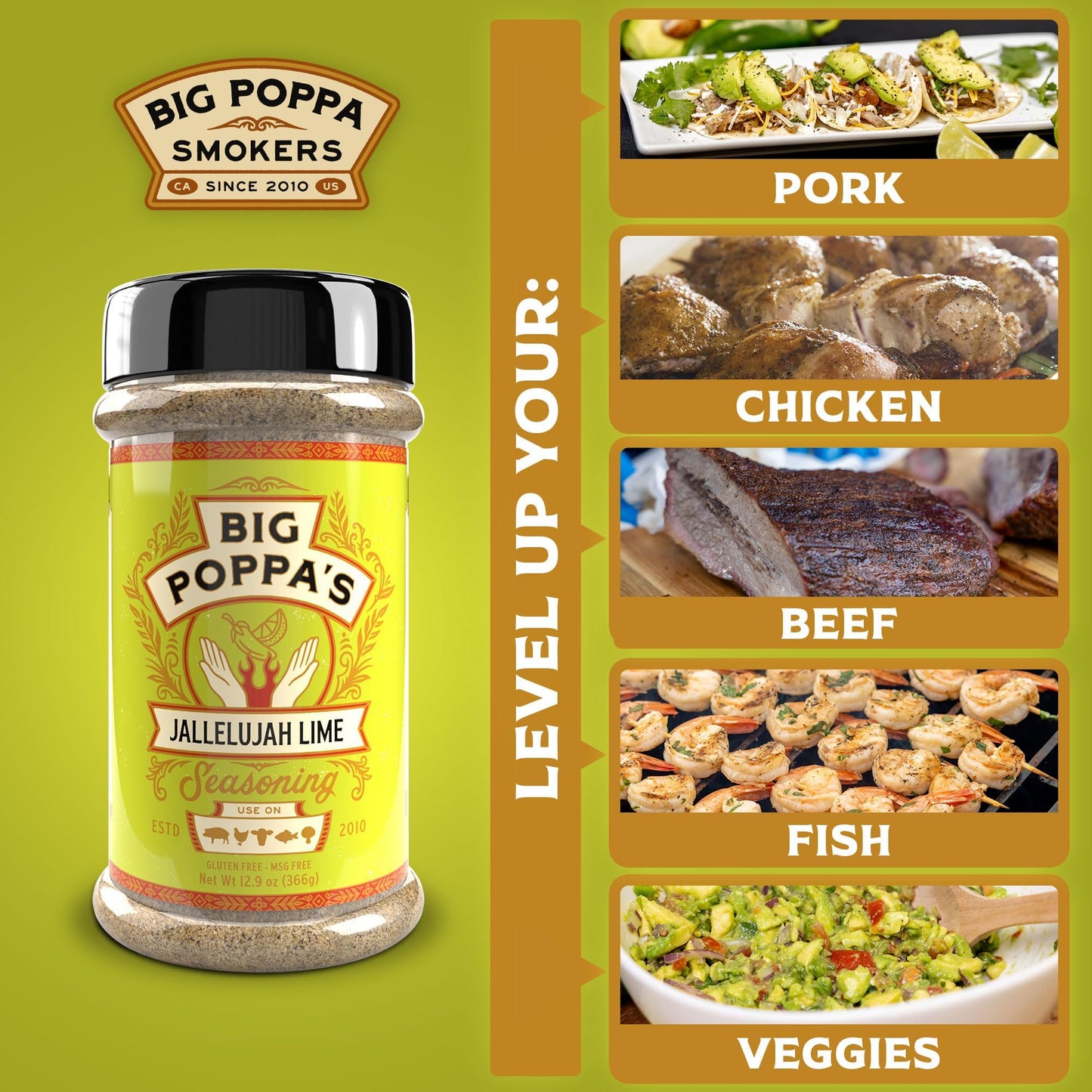 Big Poppa’s Jallelujah Lime Seasoning Salt - Bold Lime & Jalapeño Citrus Spice Blend for Tacos, Chicken, Shrimp & Cocktails - Flavor-Packed Seasoning