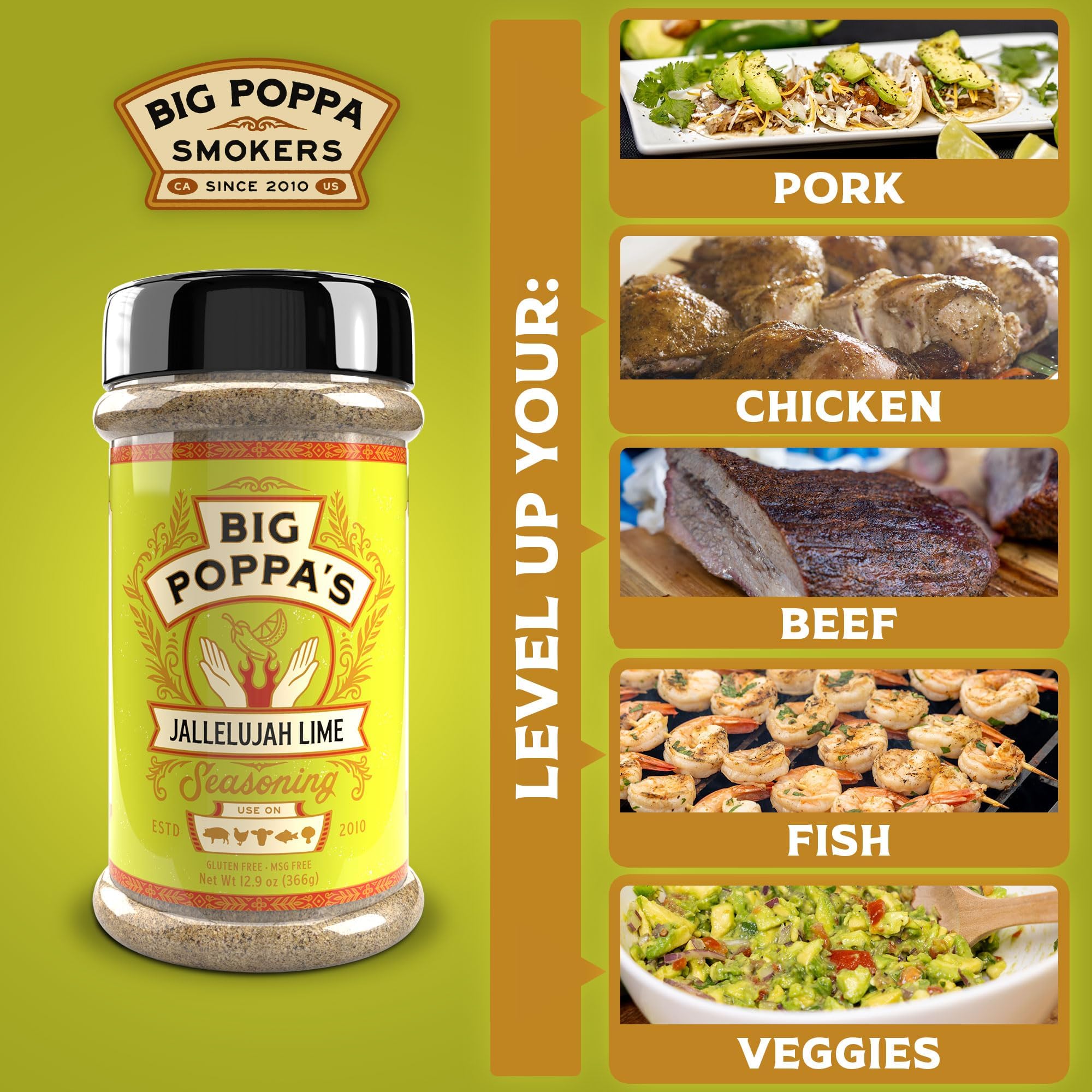 Big Poppa’s Jallelujah Lime Seasoning Salt - Bold Lime & Jalapeño Citrus Spice Blend for Tacos, Chicken, Shrimp & Cocktails - Flavor-Packed Seasoning