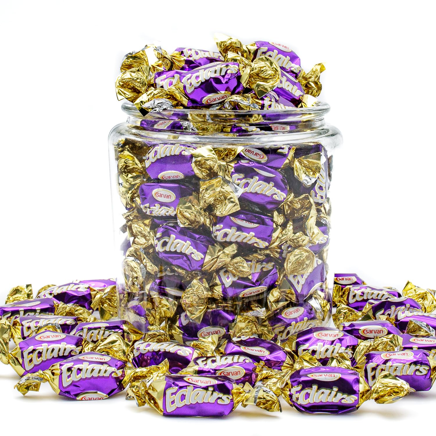 Turkish Soft Caramel with Chocolate Cream Filling - 1 lb Eclairs Candy, Individually Wrapped, Bulk Bag