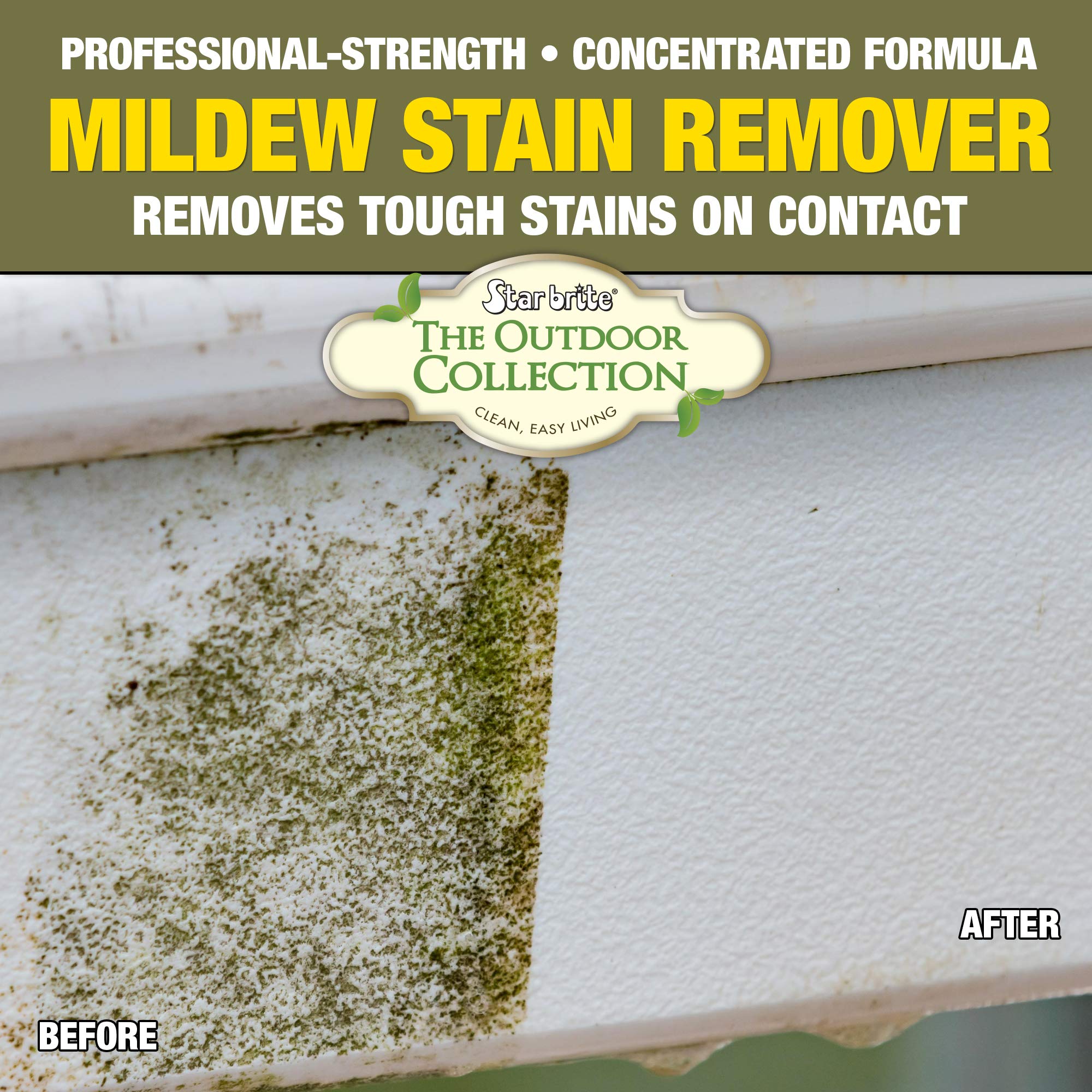 STAR BRITE O/C Mildew Stain Remover - Professional Strength, Quick-Acting, Multi-Surface Cleaner for Outdoor Furniture, Vinyl & Grout - 1 Gallon