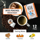 Stella Blue Coffee Pods, Miss Peaches Blend, Medium Roast Citrus Caramel, Fruity Notes 100% Arabica Beans, Ethically Sourced from Central and South
