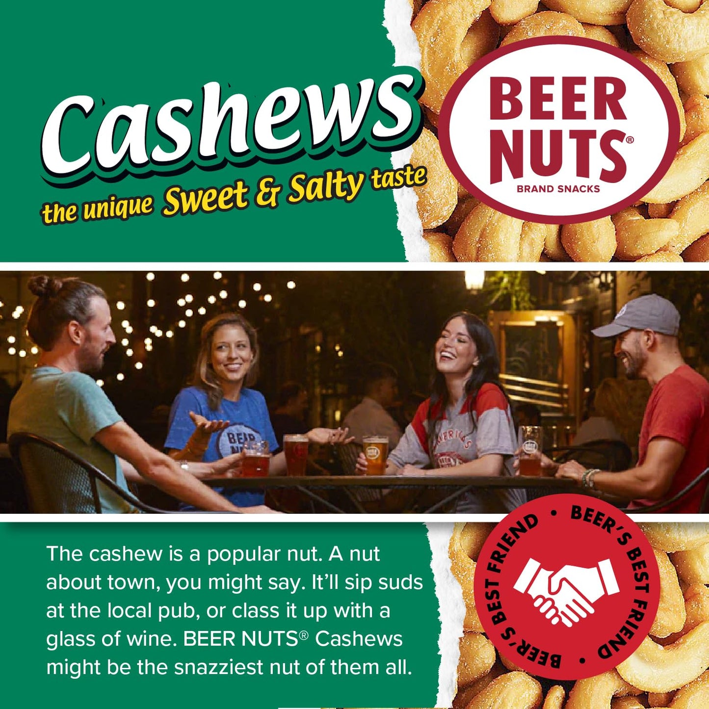 Beer Nuts Cashews, Travel Packs, Crunchy Party Pretzels, Cheese Sticks, Sesame Sticks, Roasted Corn Nuts, & Original Roasted Sweet Glazed Salted