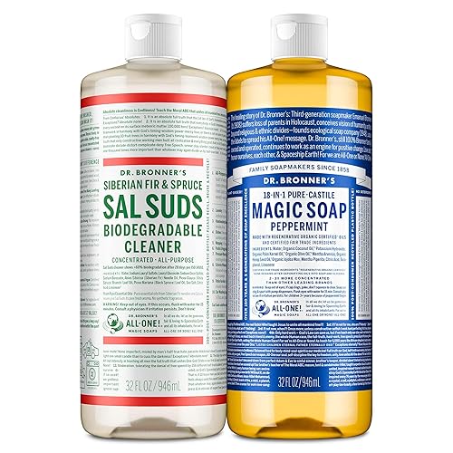 Dr. Bronner’s Pure-Castile Magic Soap Variety Pack & Sal Suds Biodegradable Cleaner Liquid Body Soap, All-Purpose Cleaner, Vegan, Cruelty-Free