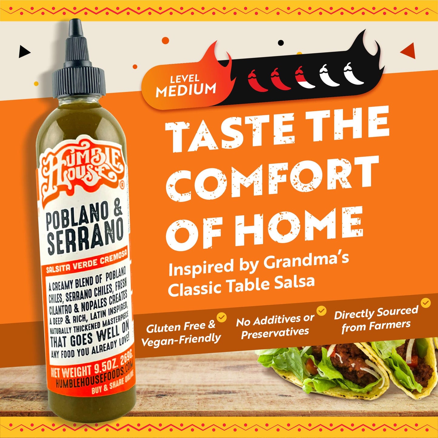 Humble House - Poblano & Serrano Pepper Hot Sauce, Zero-Calorie Low-Sodium Vegan Condiments for Chicken Wings, Steak, Enchiladas, Tamales, Tacos
