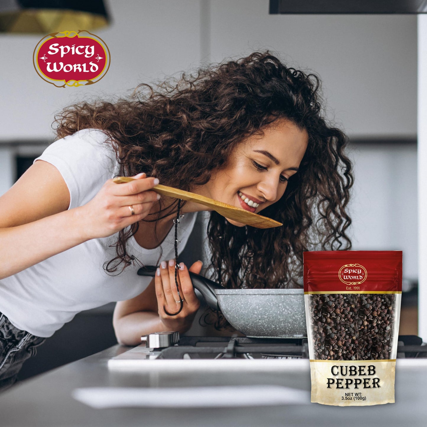 Spicy World Cubeb Pepper 3.5oz (100g) - Java Pepper - Premium Grade from Indonesia, Pure, Natural, Gluten free