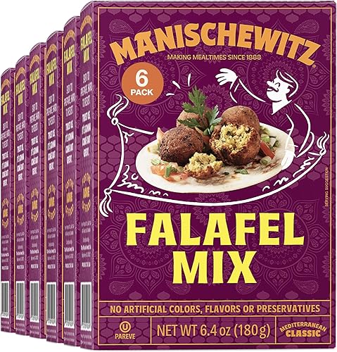 Manischewitz Mediterranean Falafel Ball Mix, 6.4oz (6 Pack) | All Natural | Sugar Free | Good Source of Protein | Wholesome & Nutritious