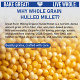 Great River Milling Organic Hulled Millet | Whole Grain Ancient Grain | Gluten-Free, High-Fiber Superfood | Non-GMO, Kosher Certified | Ideal for Salads, Porridge & Baking | 25 Lb (Pack of 1)