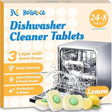 Dishwasher Cleaner Tablets - Dishwasher Cleaner And Deodorizer Tablets Lemon Scented, Heavy Duty Deep Clean Descaler Pods for Septic Safe, Prevents