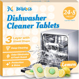 Dishwasher Cleaner Tablets - Dishwasher Cleaner And Deodorizer Tablets Lemon Scented, Heavy Duty Deep Clean Descaler Pods for Septic Safe, Prevents