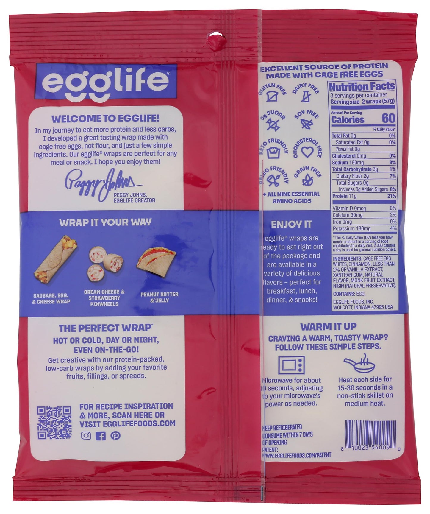 Egglife, Wraps Egg White Sweet Cinnamon, 6 Ounce