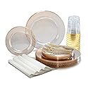 " OCCASIONS " 320pcs set (40 Guests)-Heavyweight Wedding Party Disposable Plastic Plate Set -40 x 10.5'' + 40 x 7.5'' + Silverware + Cups + Napkins