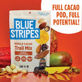 Blue Stripes - Trail Mix, 70% Chocolate Chips, Almonds, Macadamia Nuts, Mango, Healthy Snacks for Adults, Whole 70% Cacao, With Unrefined Sugar, Non