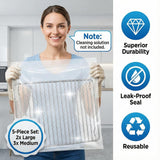Oven Rack Cleaning Bags 5 Pack, No Scrub Reusable Leakproof Soaking Bags for Grill Grates, BBQ Racks, Stove Grates - Easy Soak & Rinse, No Cleaner