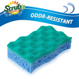 SCRUBIT Multi-Use Scrub Sponge - Non-Scratch Kitchen Sponges for Dishes, Pots & Pans - Heavy Duty & Odor-Free Rippled Scrubbing Pad, Designed