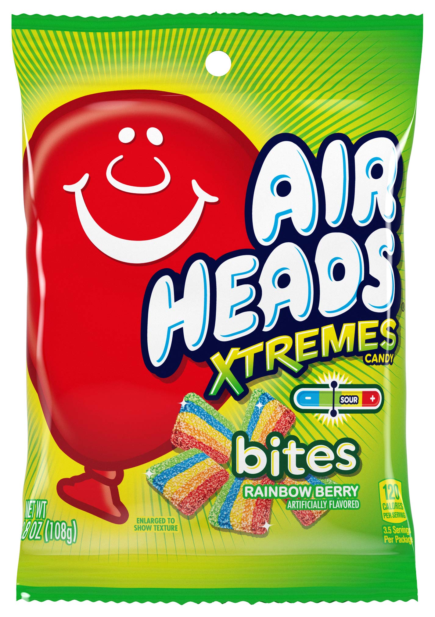 Airheads Candy Xtremes Bites Sweetly Sour, Rainbow Berry, Non Melting, Holiday, Party, Concessions, Pantry, 3.8 oz (Bulk Pack of 12)