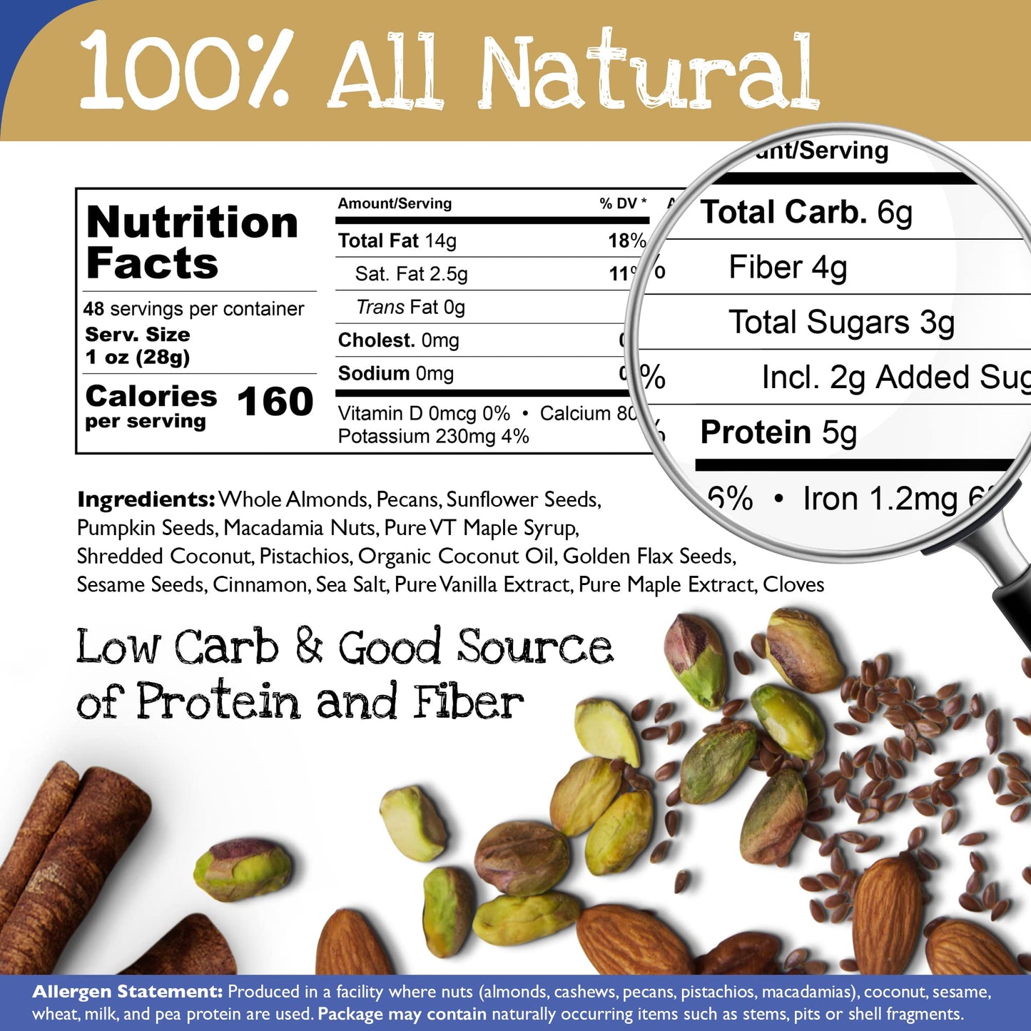True North Granola - Nutty No Grainer Original- Granola with Maple Baked Almonds, Macadamia Nuts, Coconut, Pecans and Pistachios, Gluten Free, Vegan