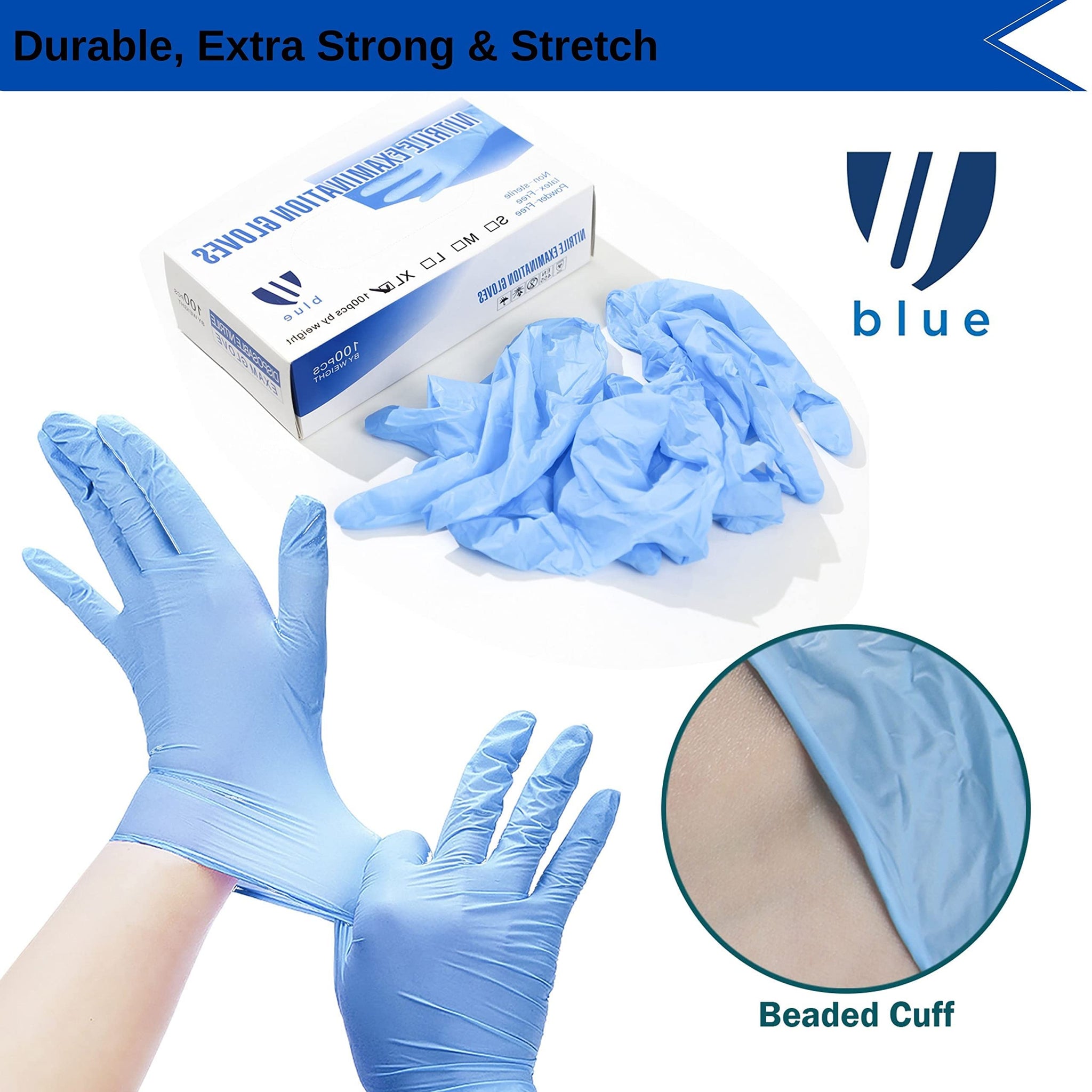 UBLUE 100 Nitrile Gloves, Disposable Gloves 4 MIL, Medical Examination, Non-Sterile, Powder Free, Latex Free Box of 100 Small, UW8284, Small 4mil
