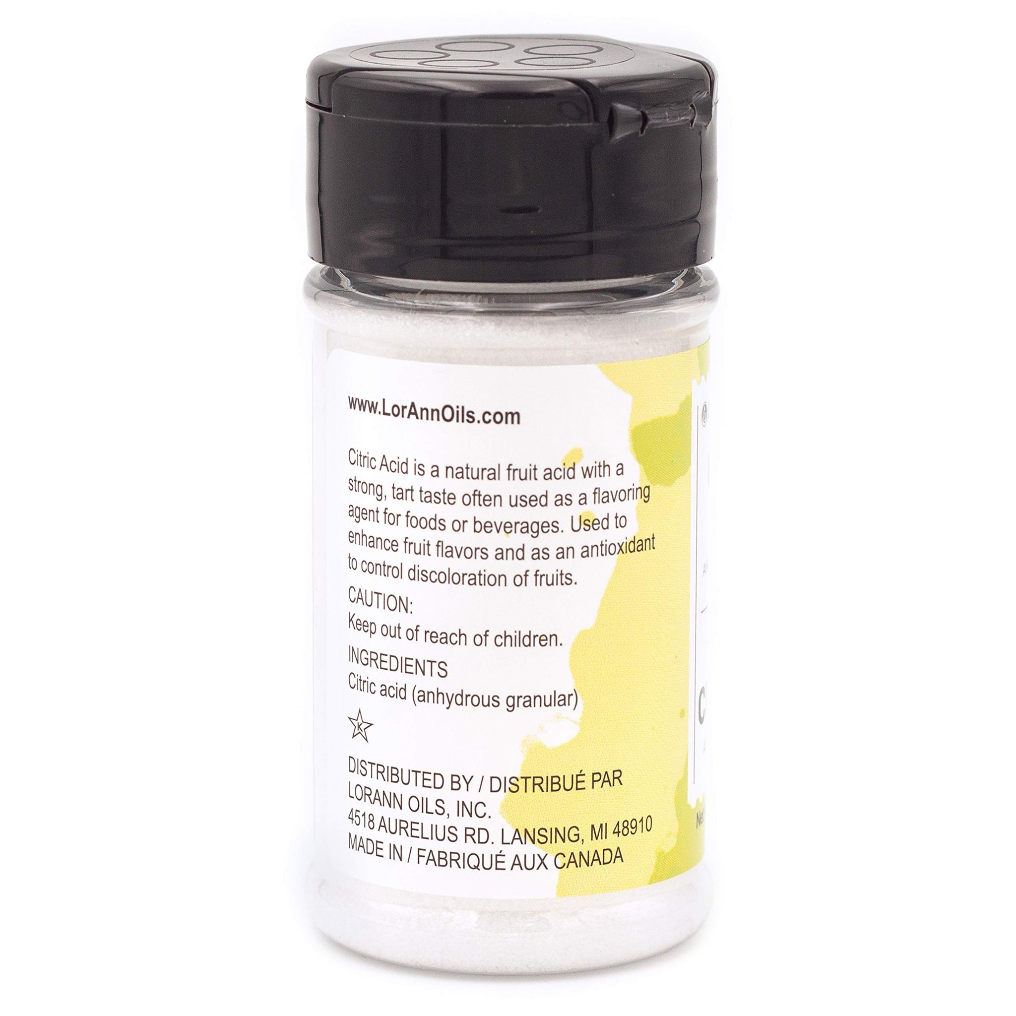 LorAnn Citric Acid (Anhydrous Granular) 3.4 ounce Jar