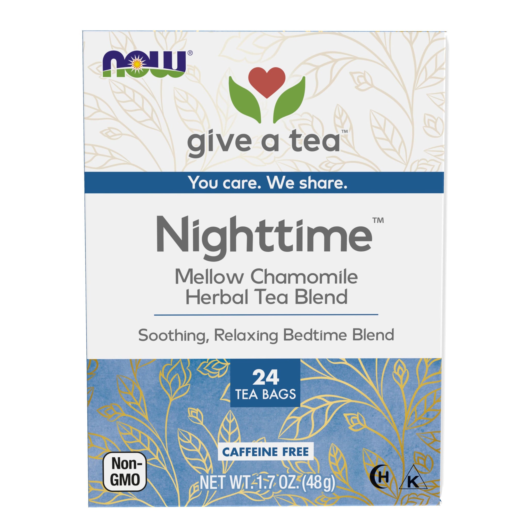 NOW Foods, Nighttime™ Tea, Mellow Nighttime Herbal Tea, Soothing, Relaxing Brew Before Bedtime, Premium Unbleached Tea Bags with No-Staples Design