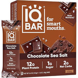IQBAR Brain and Body Protein Bars - Chocolate Sea Salt Keto Bars - 4 Count Energy Bars - Vegan Snack
