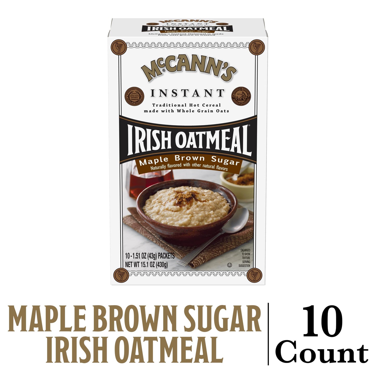 McCann's Instant Irish Oatmeal, Maple & Brown Sugar, 10 Packets