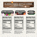Flavor God Classic Combo Pack of 3 Herb, Spice & Seasoning Gift Set, Everything, Everything Spicy, Garlic Lovers, Natural Healthy Spice Blend, Low