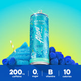 Alani Nu BLUE SLUSH, Sugar Free, Low Calorie Energy Drinks, 200mg Caffeine, Biotin, B Vitamins, Zero Sugar, 10 Calories, 12 Fl Oz Cans, 12 Pack