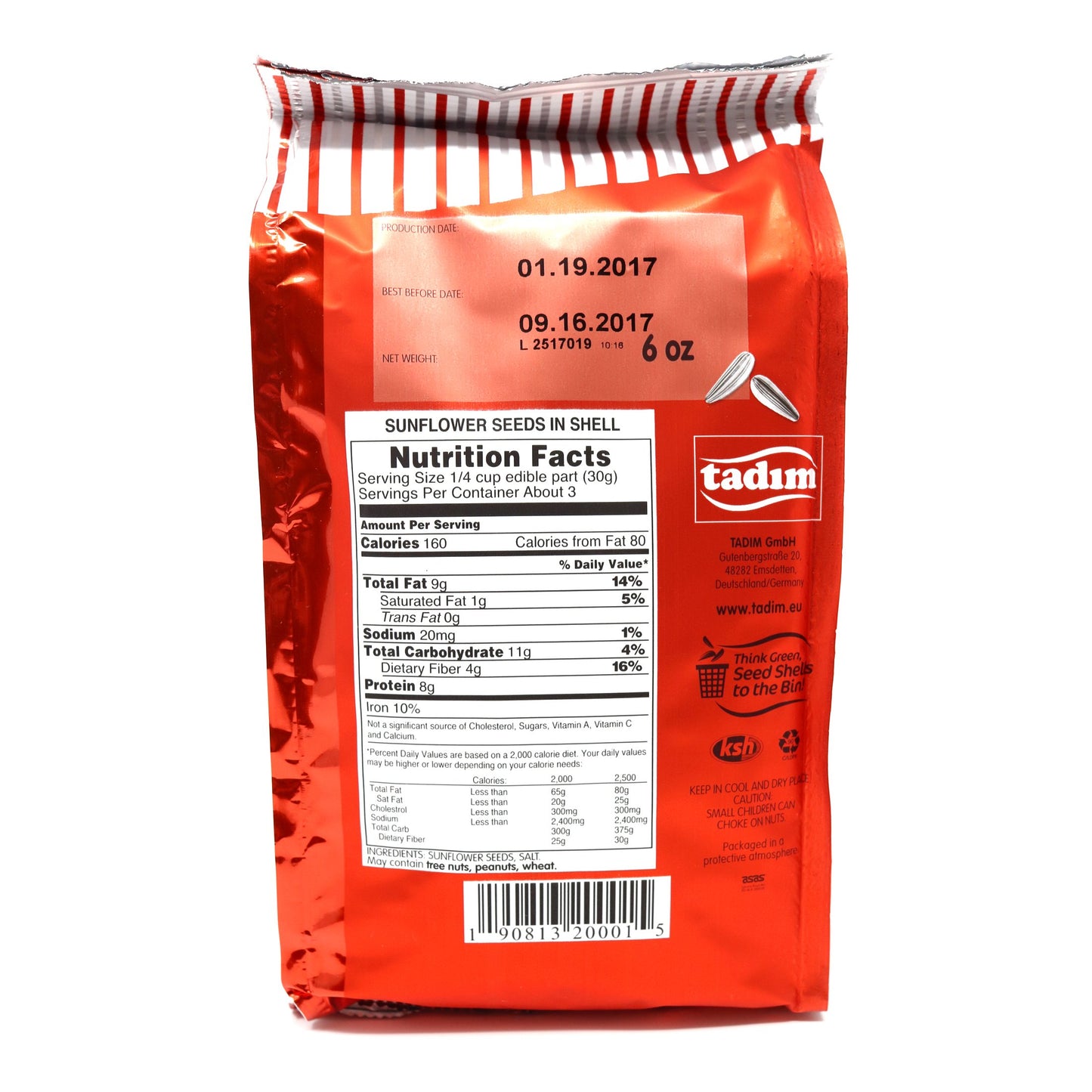 Tadim Sunflower Seeds 170 Gr / 6 Oz (Salted, Single Pack)