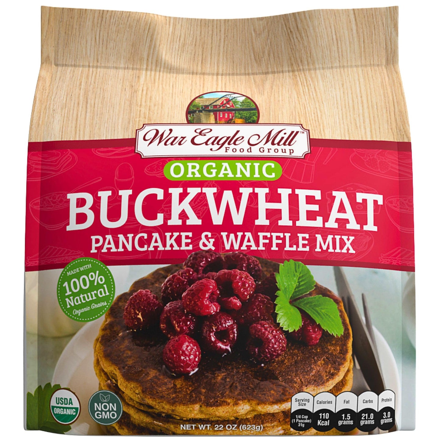 War Eagle Mill Organic Buckwheat Pancake & Waffle Mix, 22 oz Bag (2 Pack)