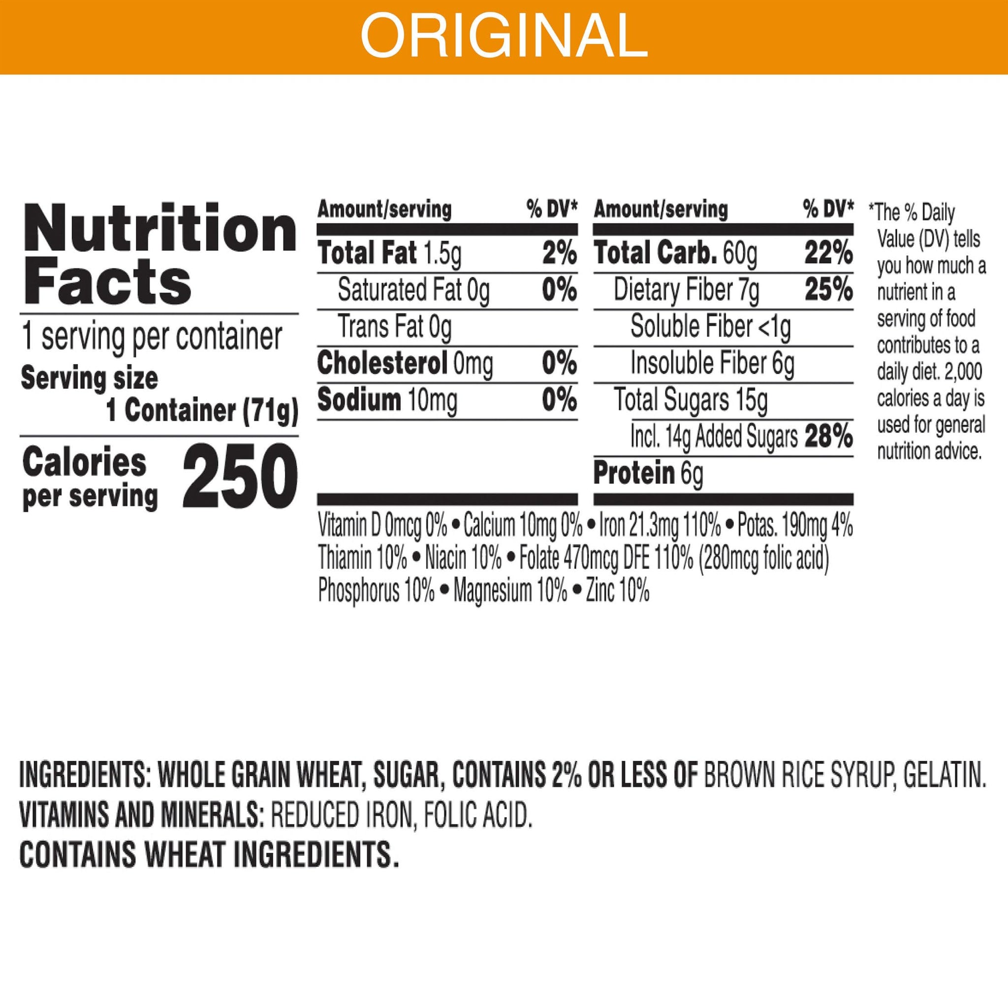 Kellogg's Frosted Mini-Wheats Breakfast Cereal Cups, High Fiber Cereal, Kids Snacks, Original, 30oz Case (12 Cups)