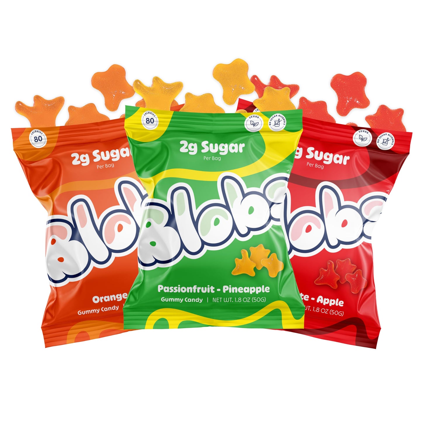Blobs Gummy Candy - 2g Sugar Healthy Gummies - Low Net Carb & Low Calorie - No Sugar Alcohols, Vegan, Gluten Free, No Dyes - Variety Snack Pack
