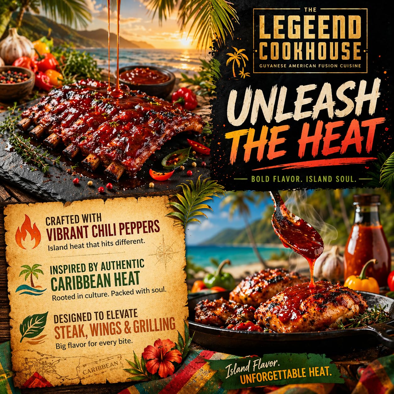 Legend Cookhouse Chefs Gourmet Pepper Sauce | Caribbean Habanero Hot Sauce | Tangy Island Style Pepper Sauce for Seafood, Wings, BBQ and Marinades | 8